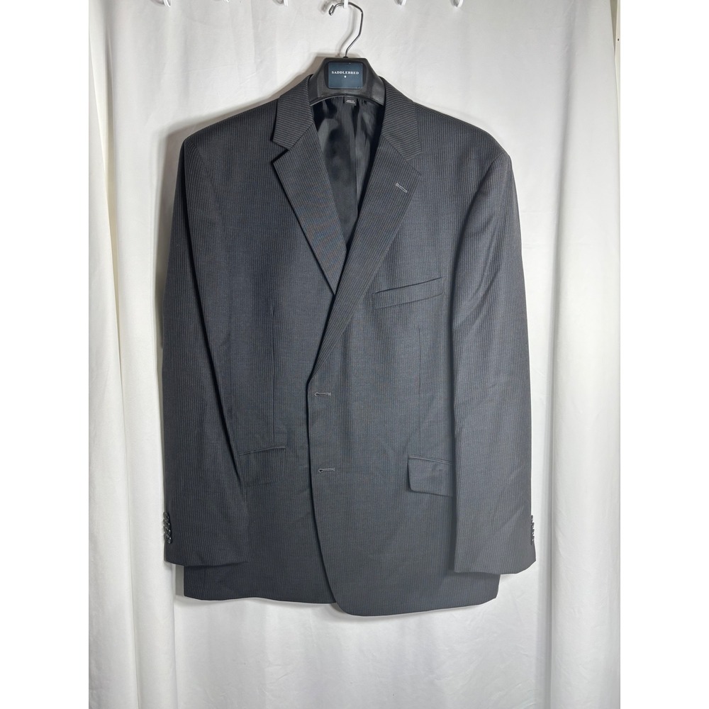 Madison Mens Charcoal Pinstripe Wool Blend Professional Suit Jacket Blazer 48R‎